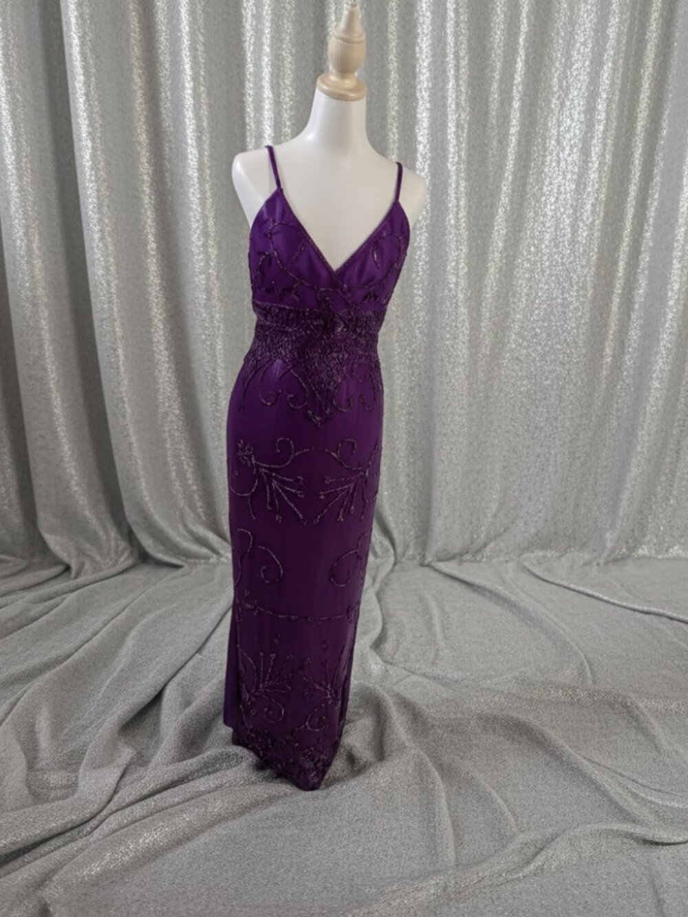 Vintage Embellished Plum Evening Gown